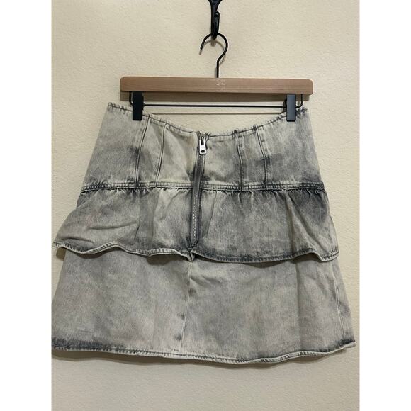 All Saints Women's Size 8 Denim Skirt Y2K Mini Skater Acid Washed Preppy - Picture 5 of 10